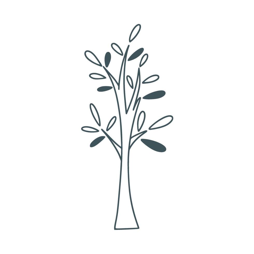 Facile arbre griffonnage esquisser style illustration vecteur