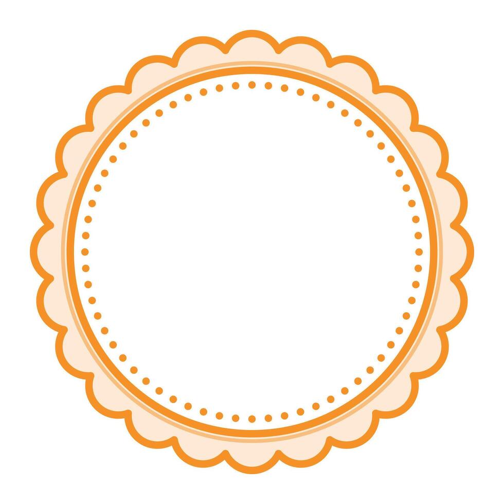 Facile décoratif festonné Orange circulaire Vide Cadre plaine frontière conception vecteur