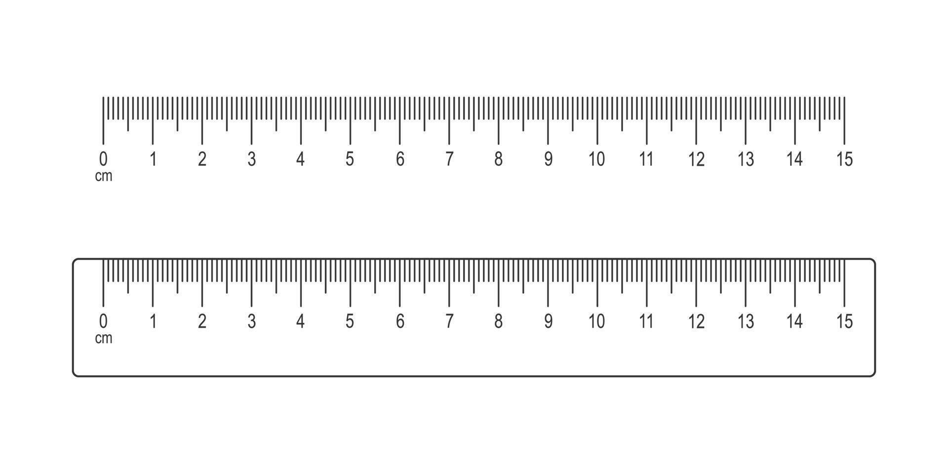 15 centimètre échelle et règle. math ou géométrique outil pour distance, la taille ou longueur la mesure avec balisage et Nombres vecteur