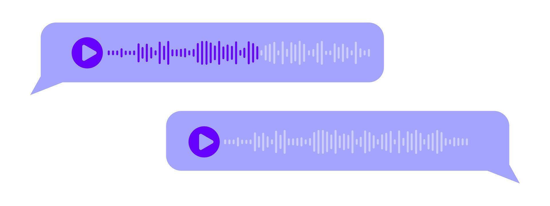 voix messages dans bulle cadres. l'audio bavarder éléments avec en jouant discours vagues isolé sur blanc Contexte. en ligne Messager, radio, Podcast mobile app interface vecteur