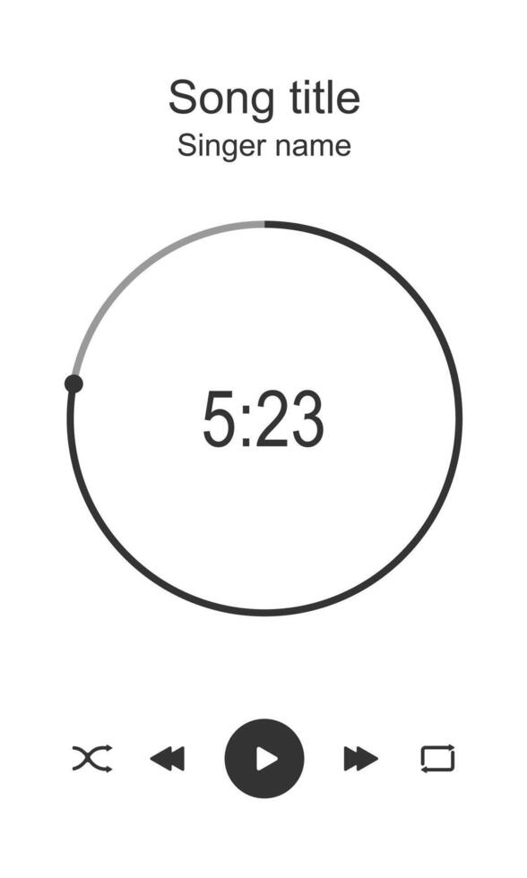 lecteur audio interface avec rond chargement bar, minuteur, mélanger, rembobiner, vite avant, jouer et répéter boutons. la musique joueur relecture mise en page. chanson, podcast, flux, radio écoute vecteur
