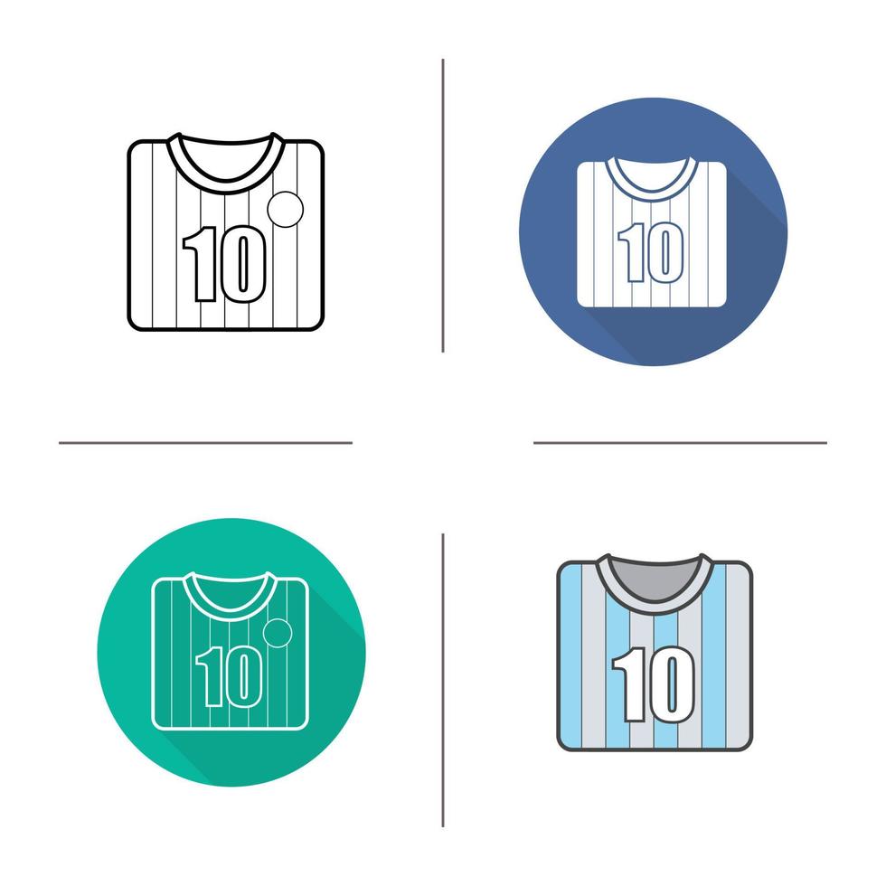 icône de la chemise du joueur de football. design plat, styles linéaires et de couleur. t-shirt de joueur de football. illustrations vectorielles isolées vecteur