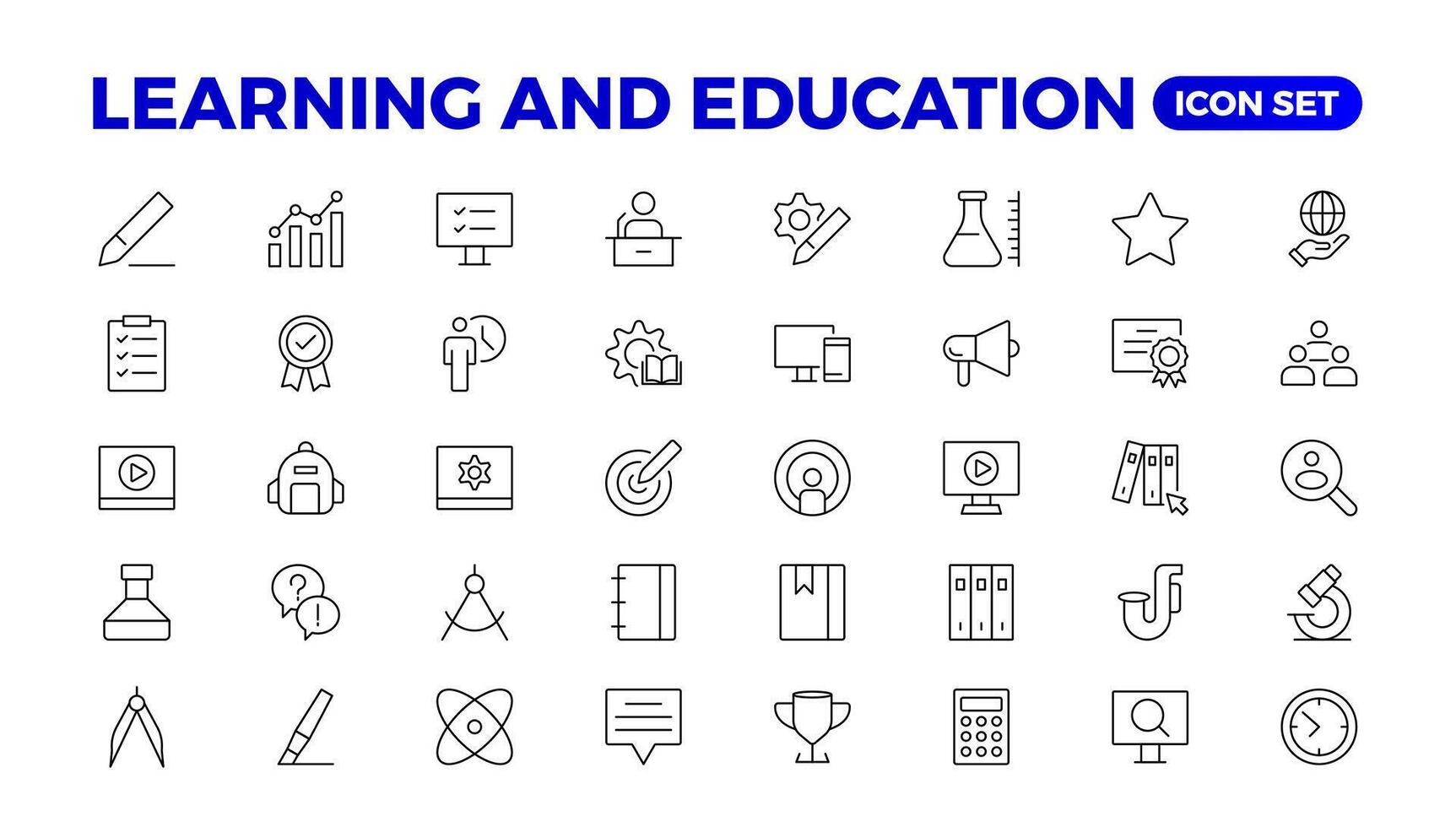 éducation apprentissage mince ligne ensemble. retour à école icône ensemble avec différent Icônes en relation à éducation, succès, académique sujets, et plus. éducation, école, modifiable accident vasculaire cérébral Icônes. vecteur