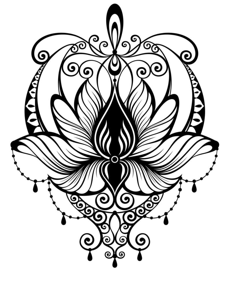 lotus fleur. contour illustration pour emballage, entreprise identité, Étiquettes, cartes postales, invitations, tatouage vecteur