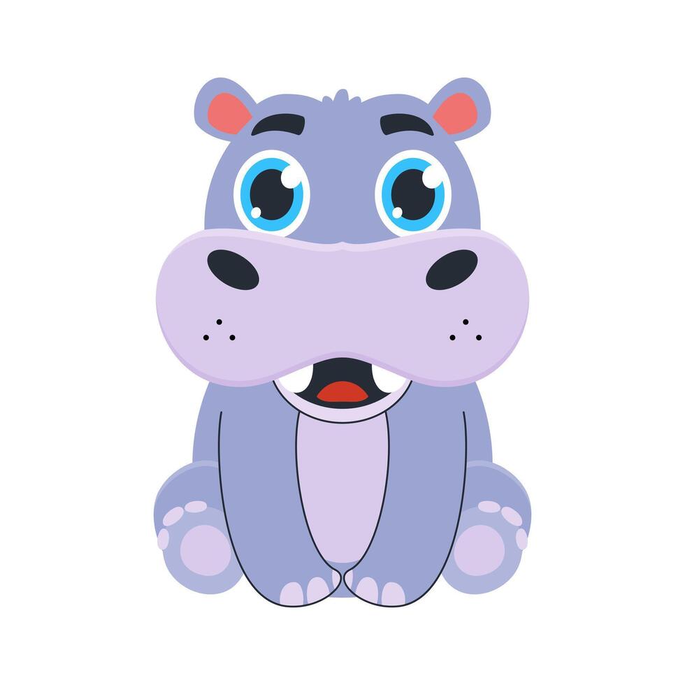 mignonne hippopotame dessin animé personnage illustration plat conception vecteur