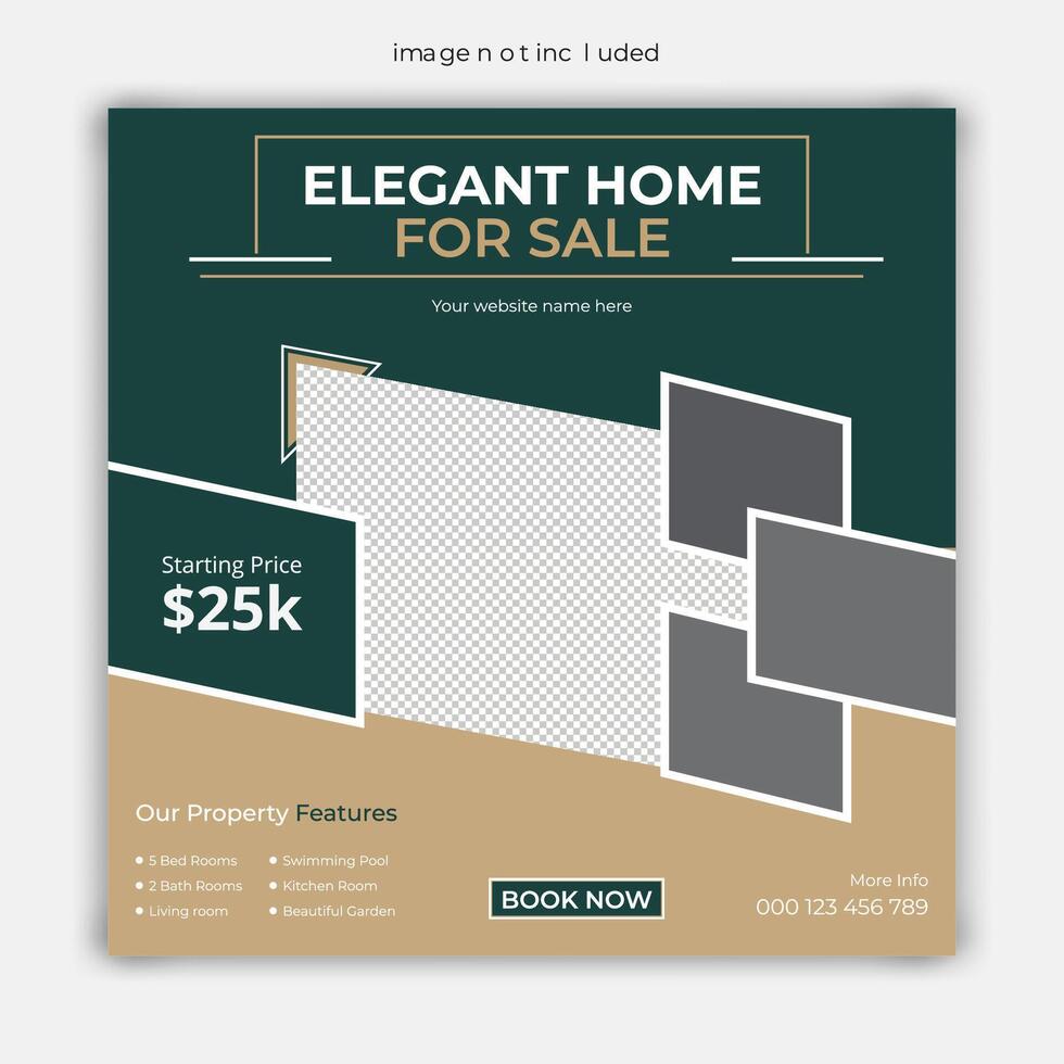 conception de modèle de publication de médias sociaux de vente de maison immobilière vecteur