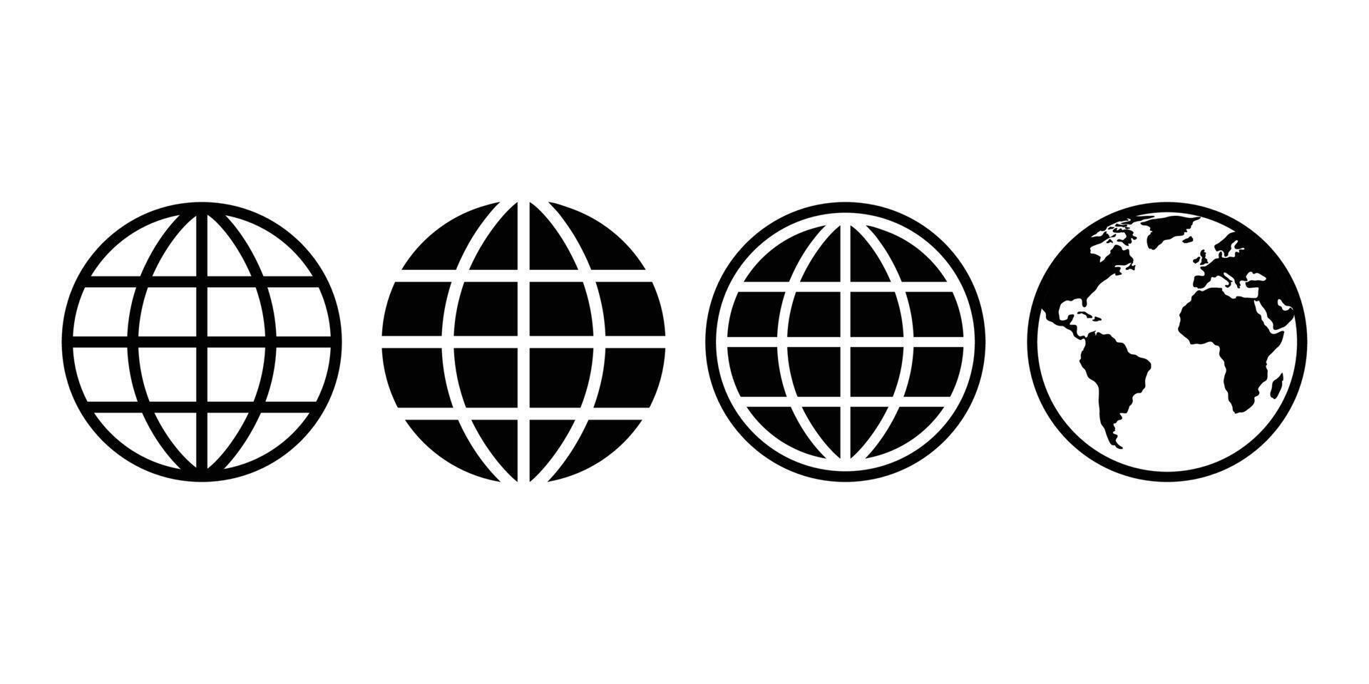 monde Icônes ensemble. Terre icône collection. globes avec monde Plans symbole. globe forme doubler. monde planète icône vecteur