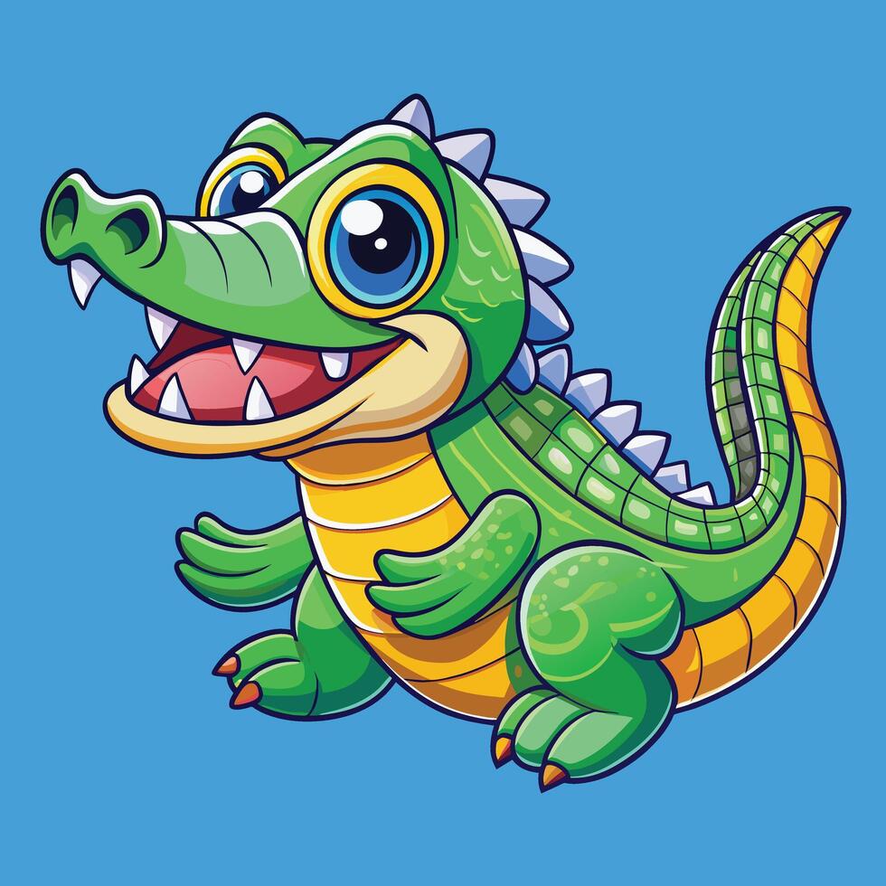 américain alligator mignonne animal dans coloré dessin animé style isolé sur blanc Contexte. graphique. vecteur