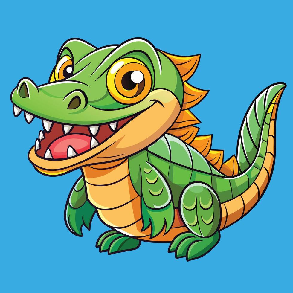 américain alligator mignonne animal dans coloré dessin animé style isolé sur blanc Contexte. graphique. vecteur