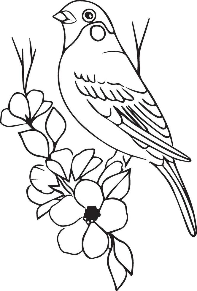 main tiré oiseau contour illustration vecteur