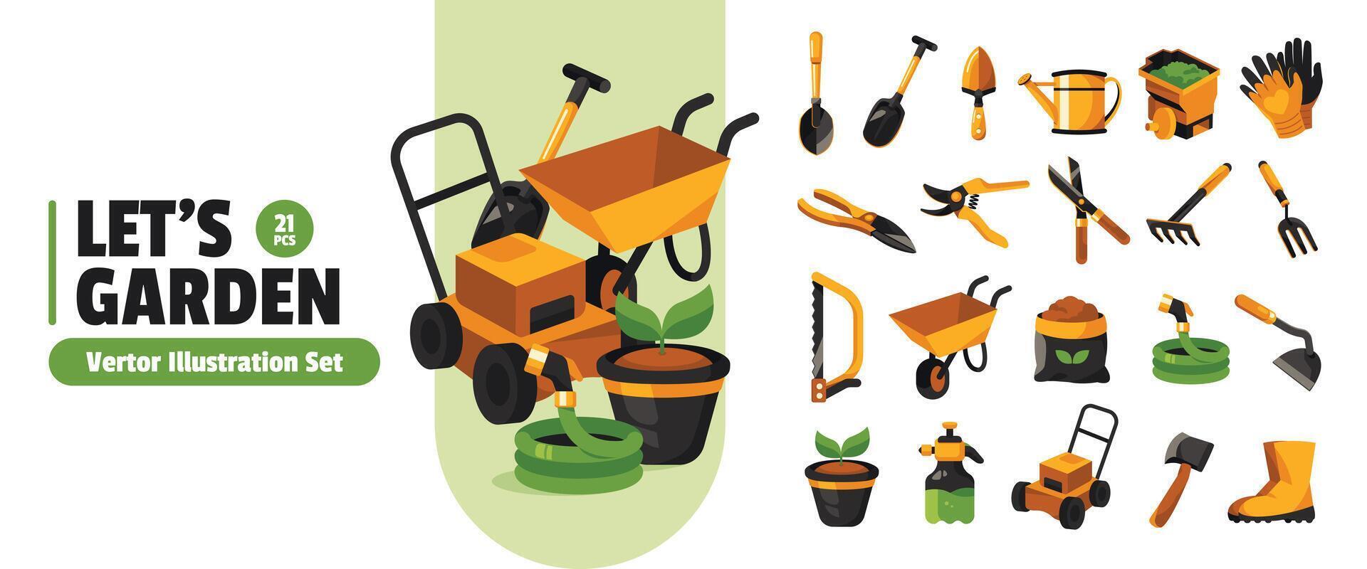 jardinage essentiel outils et équipement illustration ensemble collection pour tout votre jardin Besoins vecteur