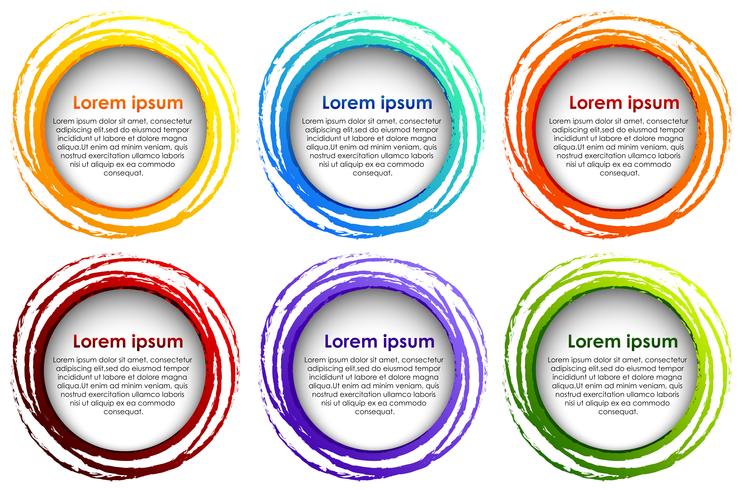 Modèle de bordure ronde en six couleurs vecteur