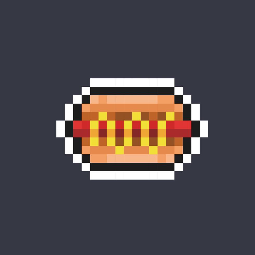 Hot-dog nourriture dans pixel art style vecteur