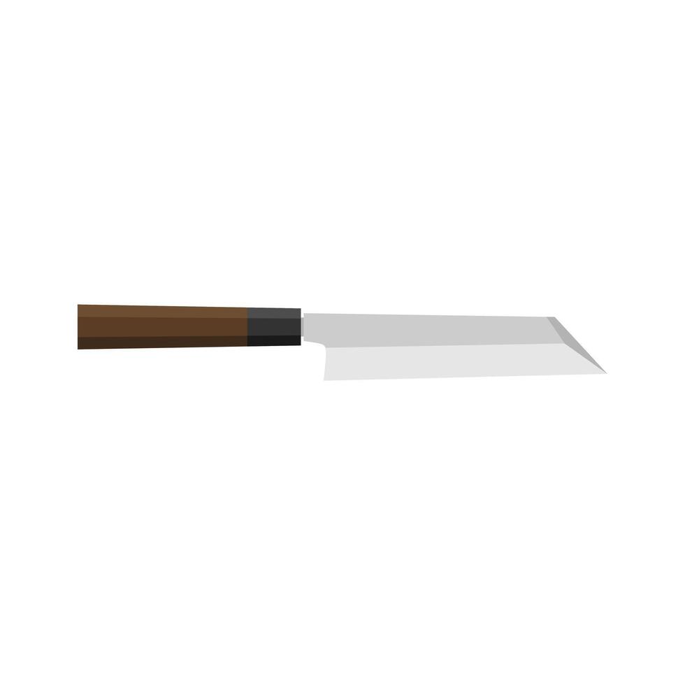 mukimono, Japonais cuisine couteau pour des légumes plat conception illustration isolé sur blanc Contexte. une traditionnel Japonais cuisine couteau avec une acier lame et en bois gérer. vecteur