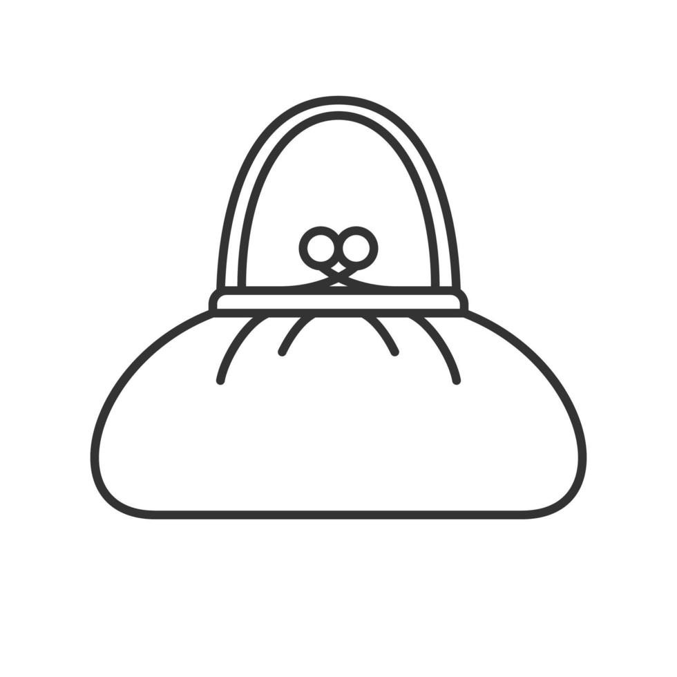 icône linéaire de sac à main. illustration de la ligne mince. symbole de contour de sac à main pour femmes. dessin de contour isolé de vecteur