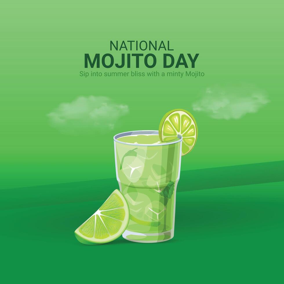 nationale Mojito journée Créatif les publicités conception. nationale Mojito jour, juillet 11, 3d illustration vecteur