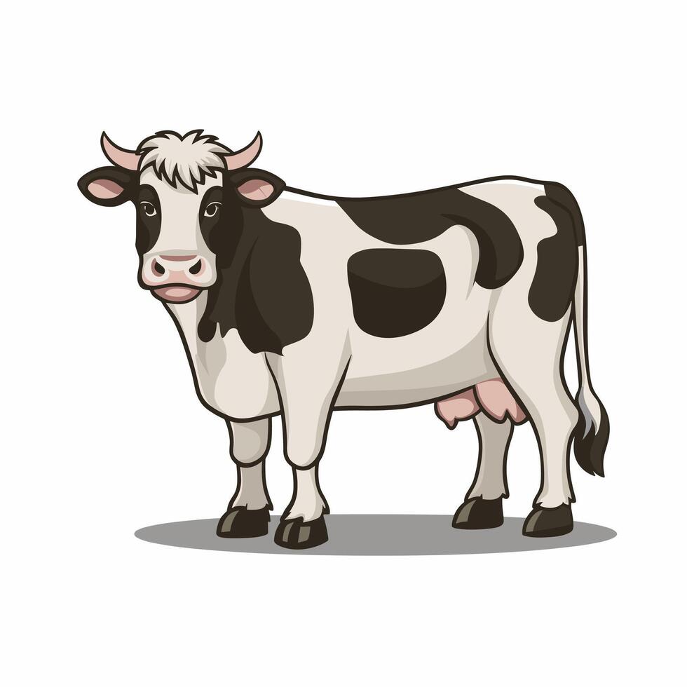 mignonne vache. autocollant pour social les réseaux, graphique élément pour site Internet. animaux, mammifère, faune et nature, agriculture et agriculture. jouet et mascotte pour les enfants. dessin animé plat illustration vecteur