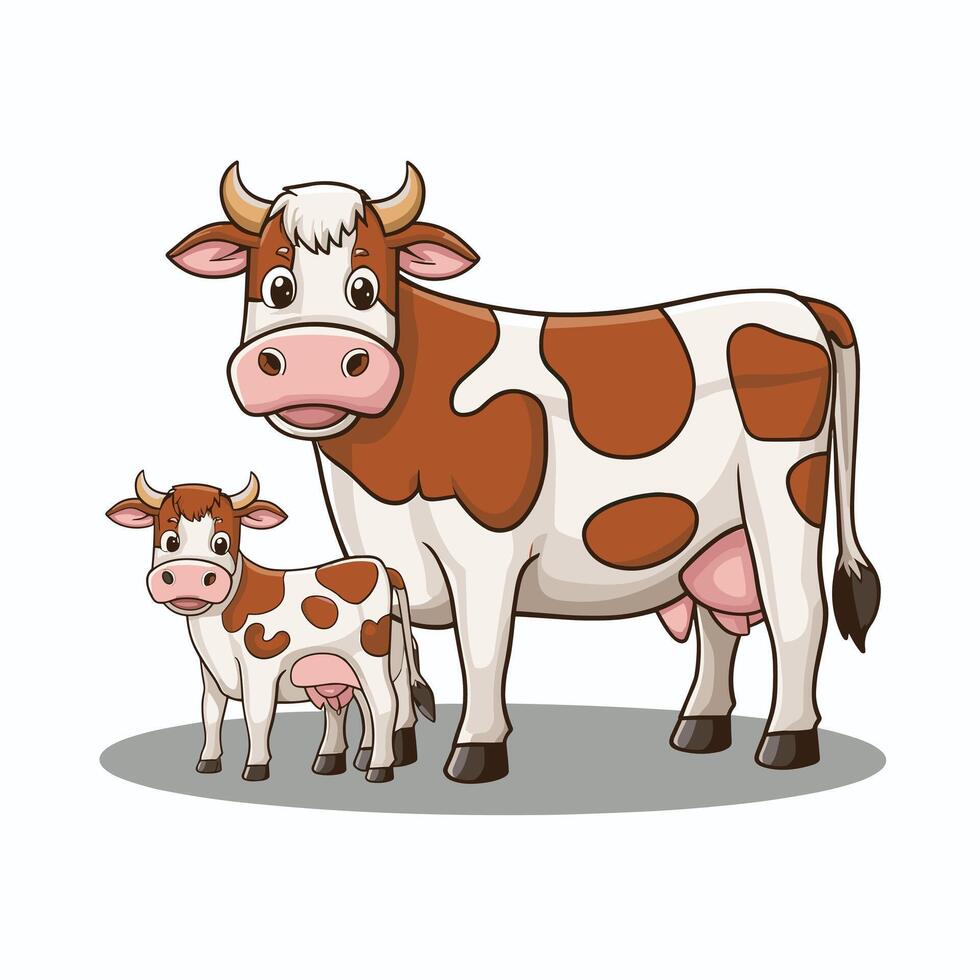 mignonne vache. autocollant pour social les réseaux, graphique élément pour site Internet. animaux, mammifère, faune et nature, agriculture et agriculture. jouet et mascotte pour les enfants. dessin animé plat illustration vecteur