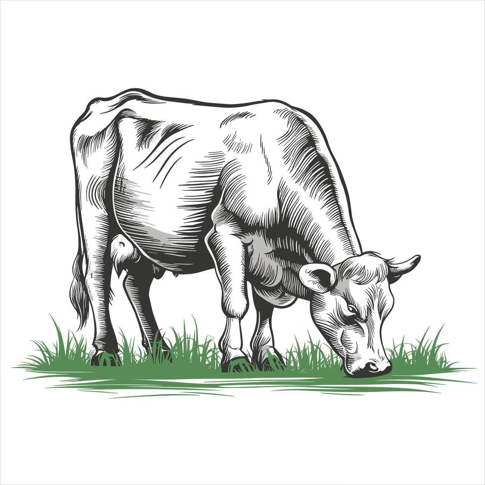 mignonne vache. autocollant pour social les réseaux, graphique élément pour site Internet. animaux, mammifère, faune et nature, agriculture et agriculture. jouet et mascotte pour les enfants. dessin animé plat illustration vecteur