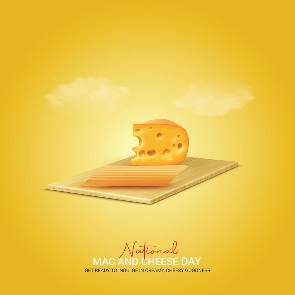 webnational Mac et fromage journée Créatif les publicités conception. nationale Mac et fromage jour, juillet 14, , 3d illustration vecteur