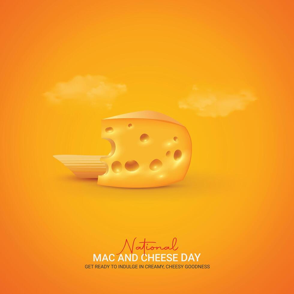 webnational Mac et fromage journée Créatif les publicités conception. nationale Mac et fromage jour, juillet 14, , 3d illustration vecteur