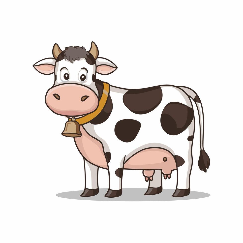 mignonne vache. autocollant pour social les réseaux, graphique élément pour site Internet. animaux, mammifère, faune et nature, agriculture et agriculture. jouet et mascotte pour les enfants. dessin animé plat illustration vecteur