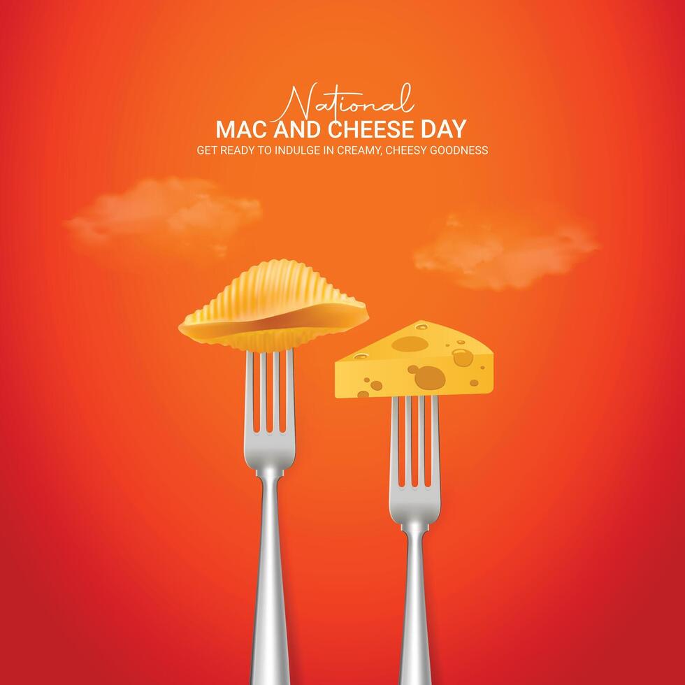 webnational Mac et fromage journée Créatif les publicités conception. nationale Mac et fromage jour, juillet 14, , 3d illustration vecteur