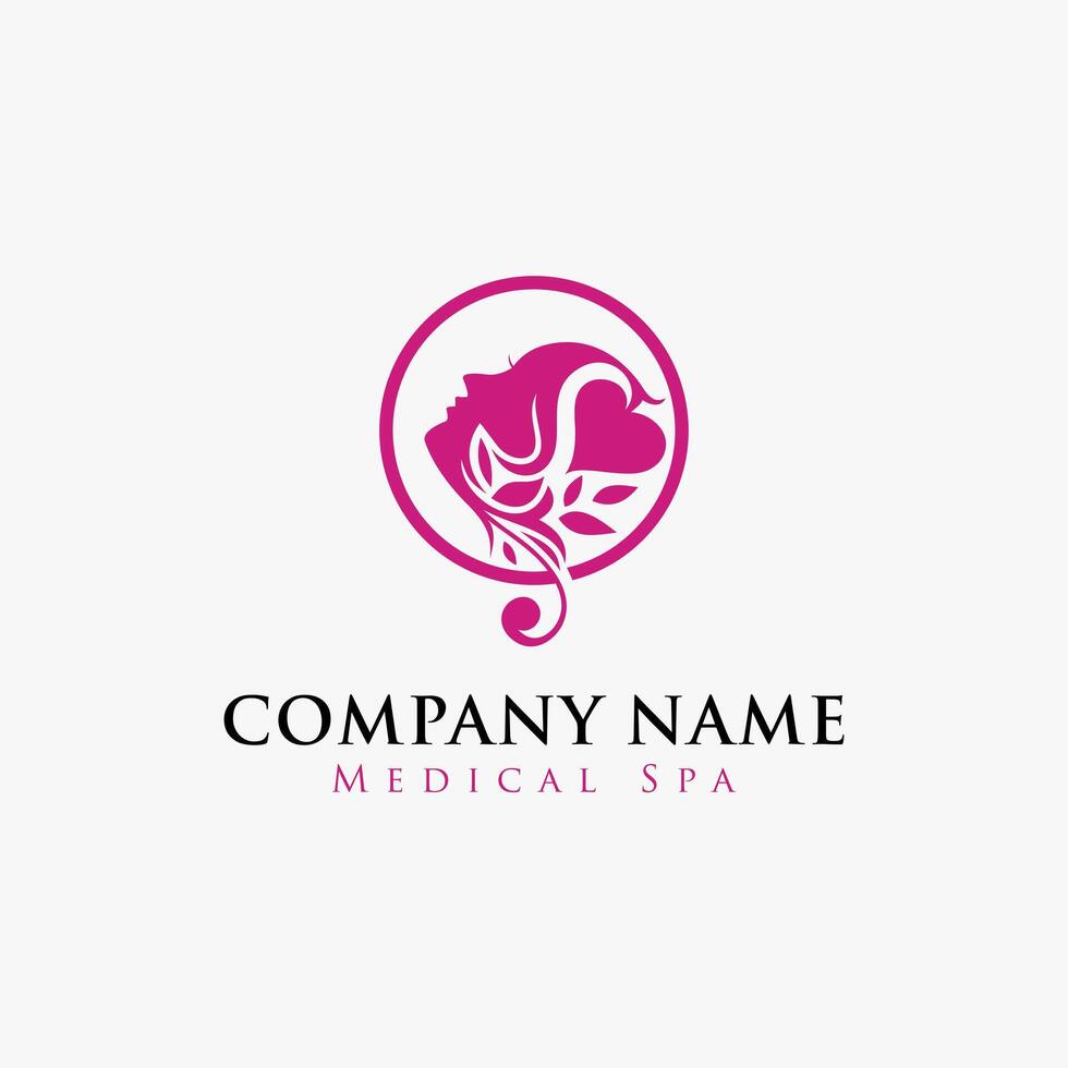 fleur feuille femme visage logo concept pour spa conception modèle vecteur