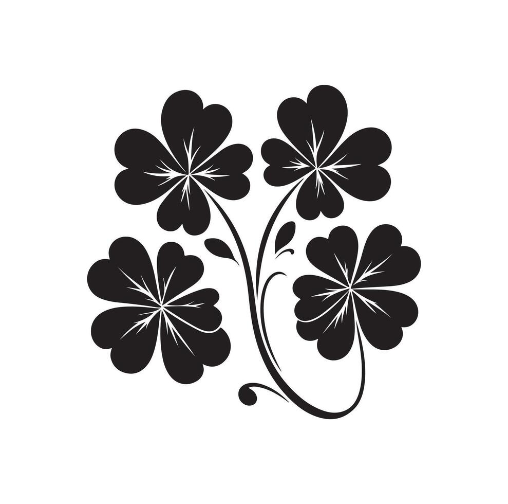 quatre feuille trèfle icône illustration noir icône isolé sur blanc Contexte silhouette vecteur