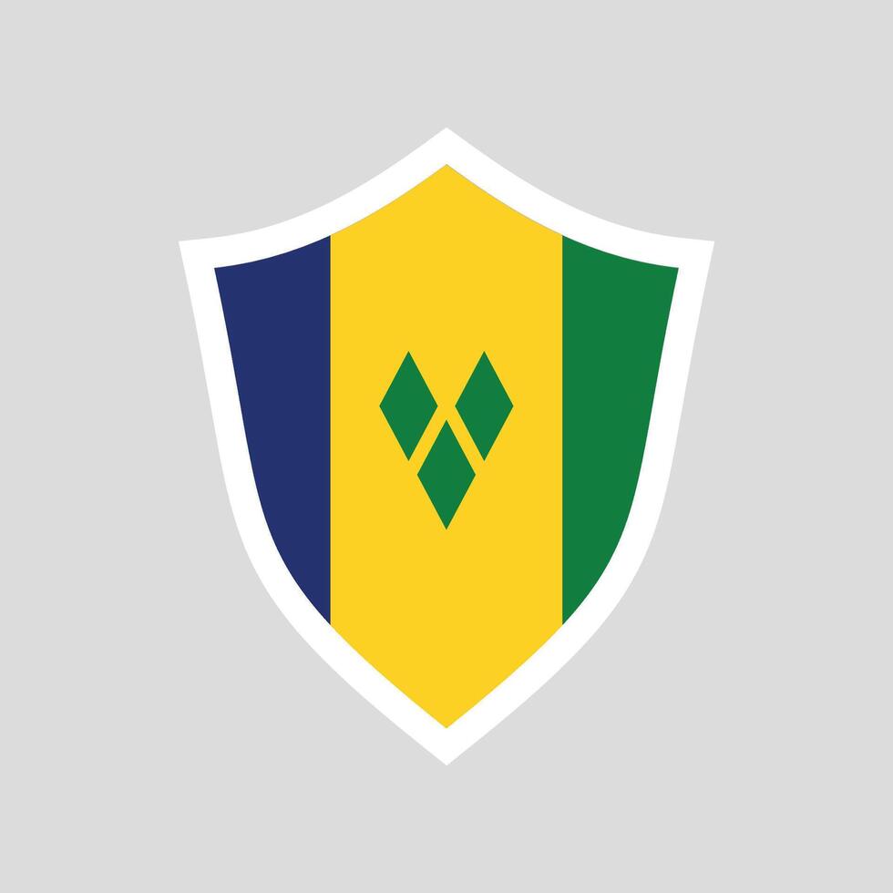 Saint Vincent et le grenadines drapeau dans bouclier forme vecteur