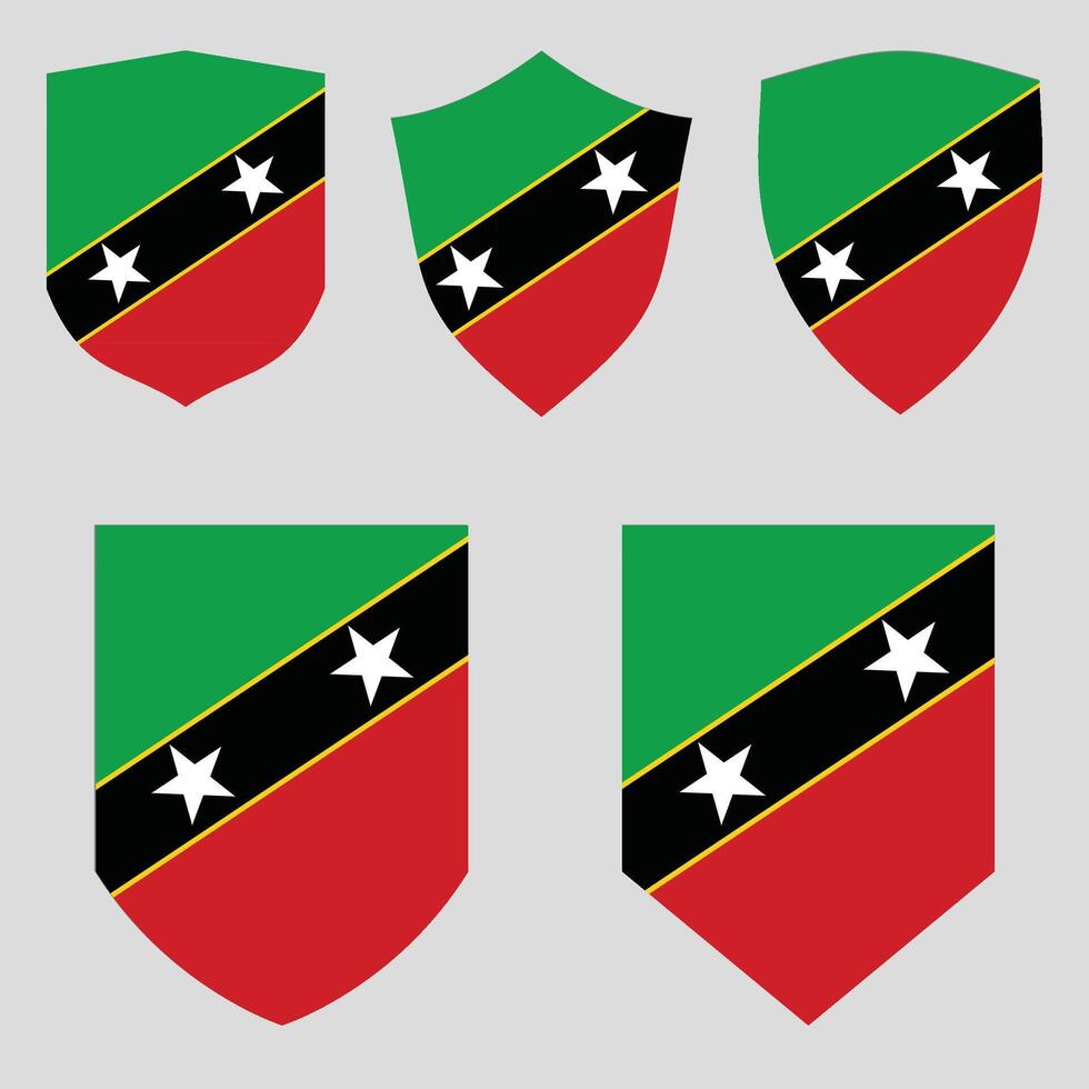 ensemble de Saint kitts et nevis drapeau dans bouclier forme vecteur