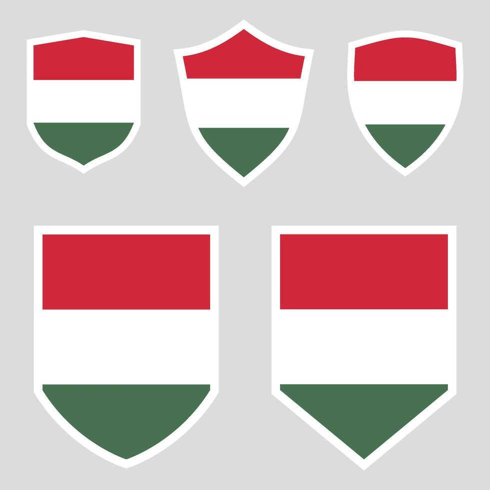 ensemble de Hongrie drapeau dans bouclier forme Cadre vecteur