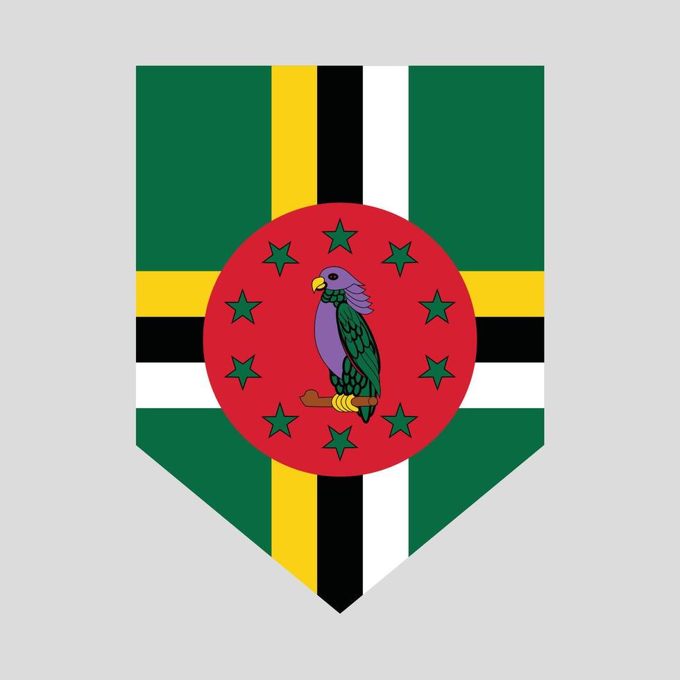Dominique drapeau dans bouclier forme Cadre vecteur
