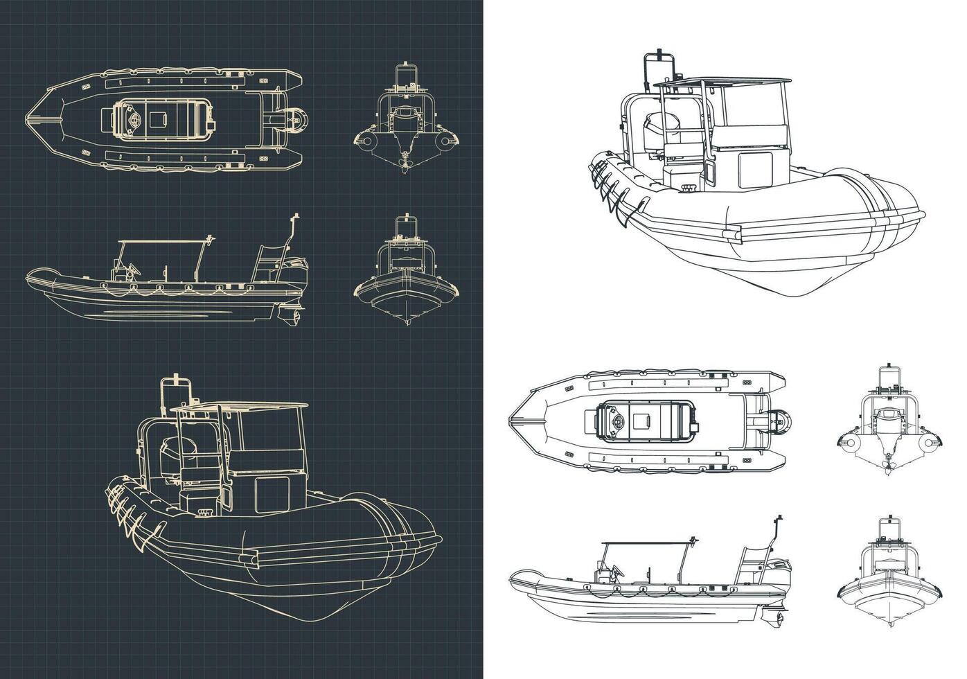 rigide gonflable bateau dessins vecteur