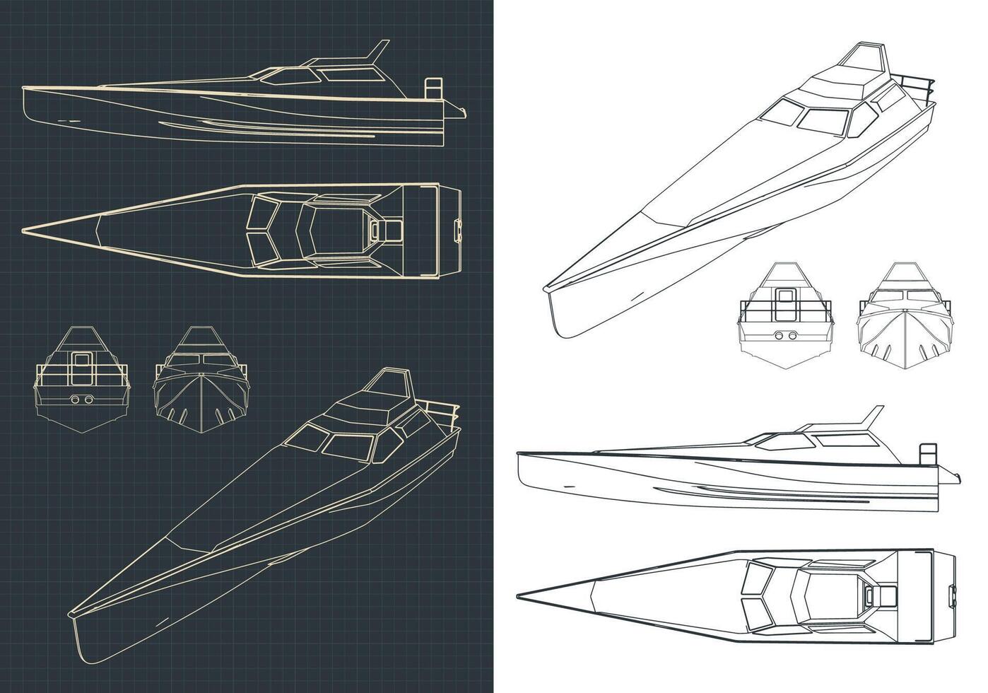 haute la vitesse bateau dessins vecteur