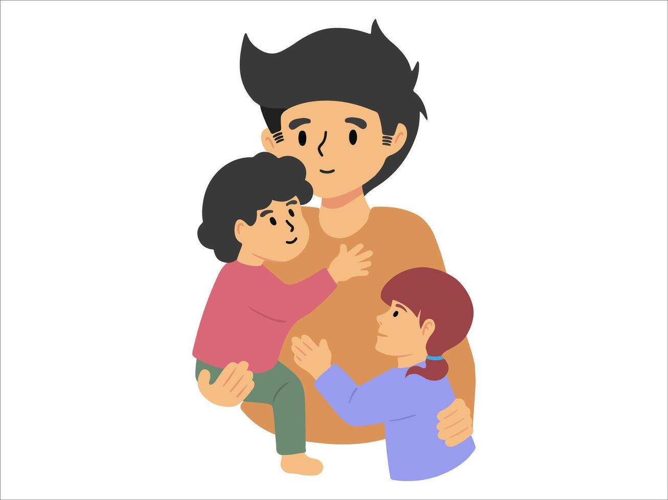 père avec fils et fille ou avatar icône illustration vecteur