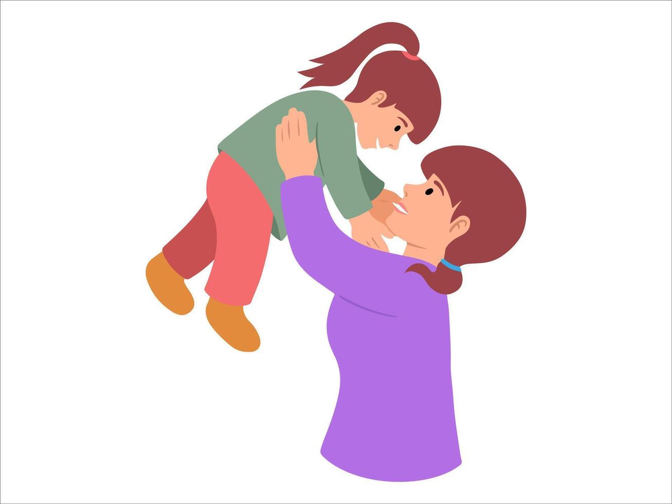 mère en portant enfant ou avatar icône illustration vecteur