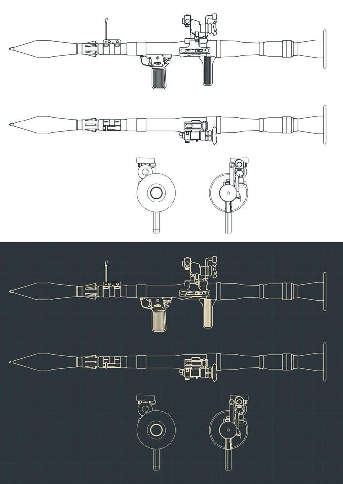 à main antichar grenade lanceur plans vecteur