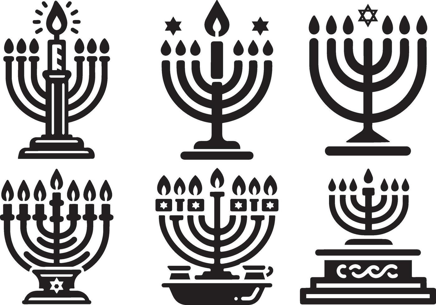 Hanoukka menorah juif vacances candélabre avec bougies ensemble illustration. vecteur