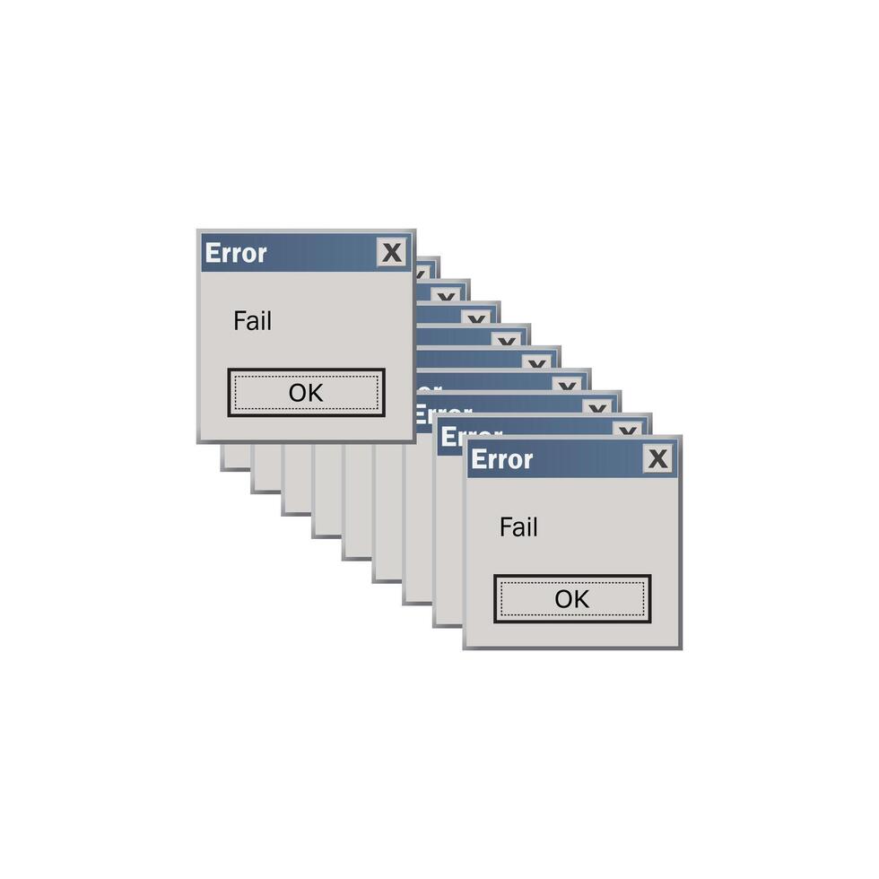 Erreur message ordinateur fenêtre alerte surgir. système Erreur icône échec PC interface. vecteur