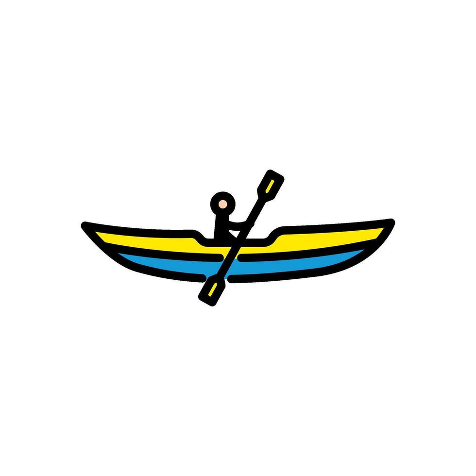 kayak, coloré ligne icône, isolé Contexte vecteur