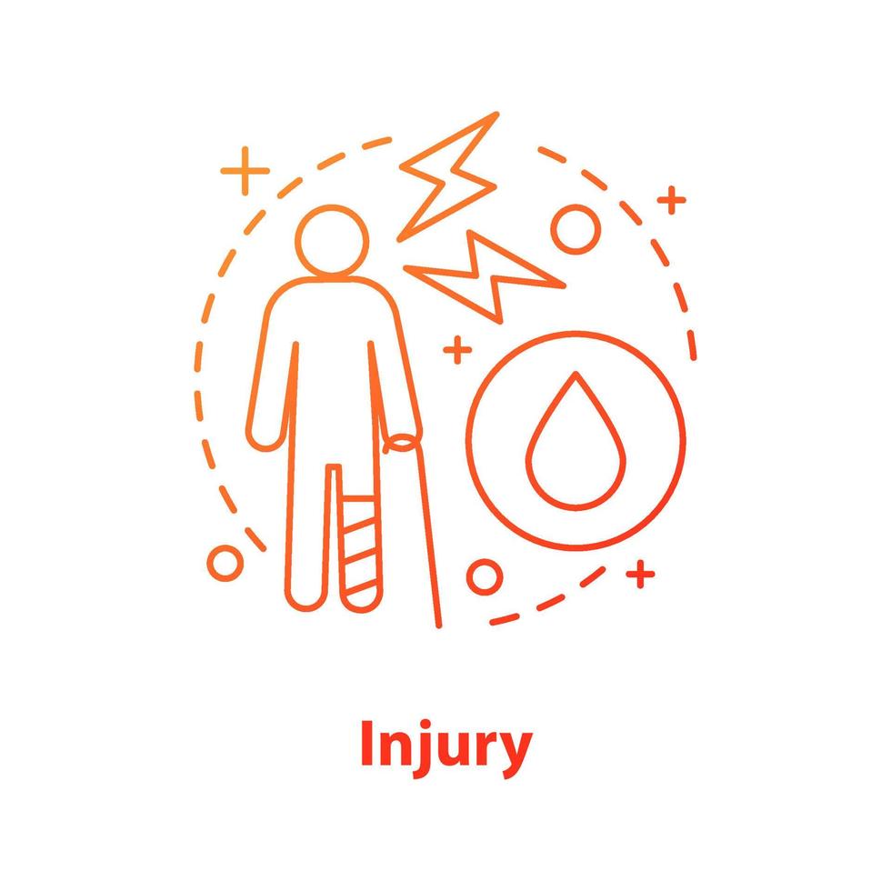 icône de concept de blessure. illustration de ligne mince idée d'assurance-maladie. accident. soins de santé. dessin de contour isolé de vecteur