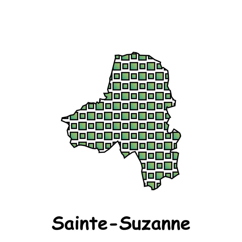 carte ville de sainte Suzanne, géométrique logo avec numérique technologie, illustration conception modèle vecteur