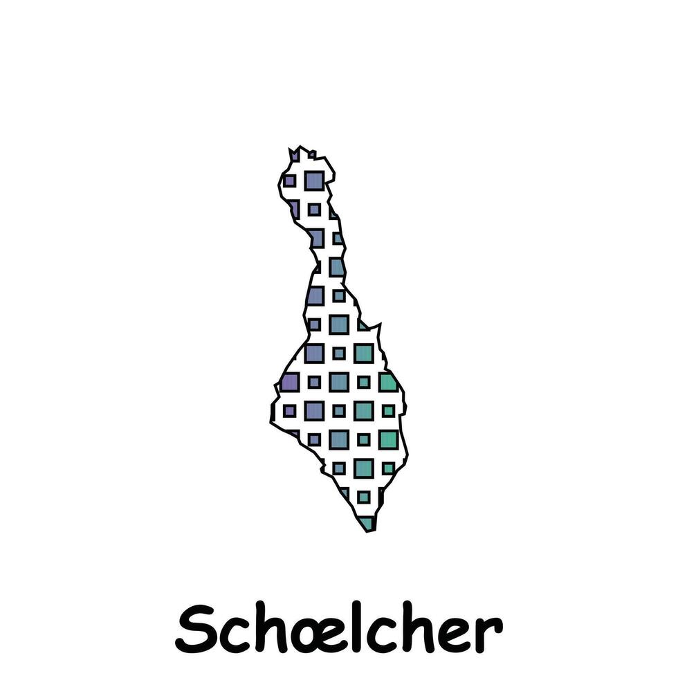 carte ville de Schoelcher, géométrique logo avec numérique technologie, illustration conception modèle vecteur