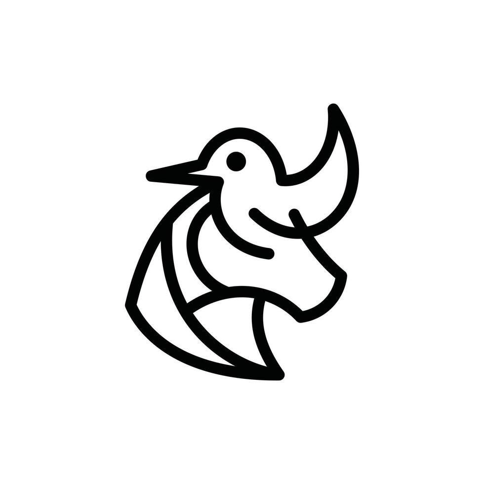 combinaison de taureau et oiseau ligne moderne icône conception modèle vecteur