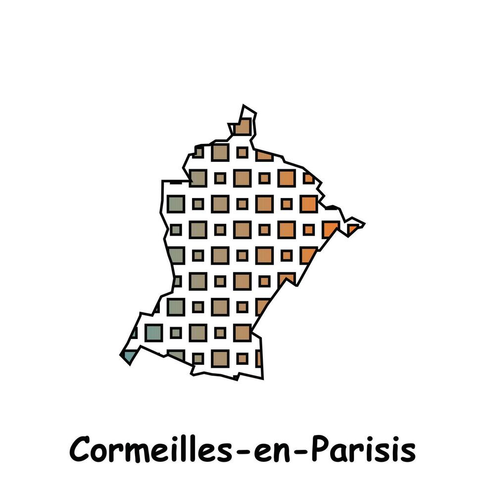 carte ville de cormeilles en paris , géométrique logo avec numérique technologie, illustration conception modèle vecteur