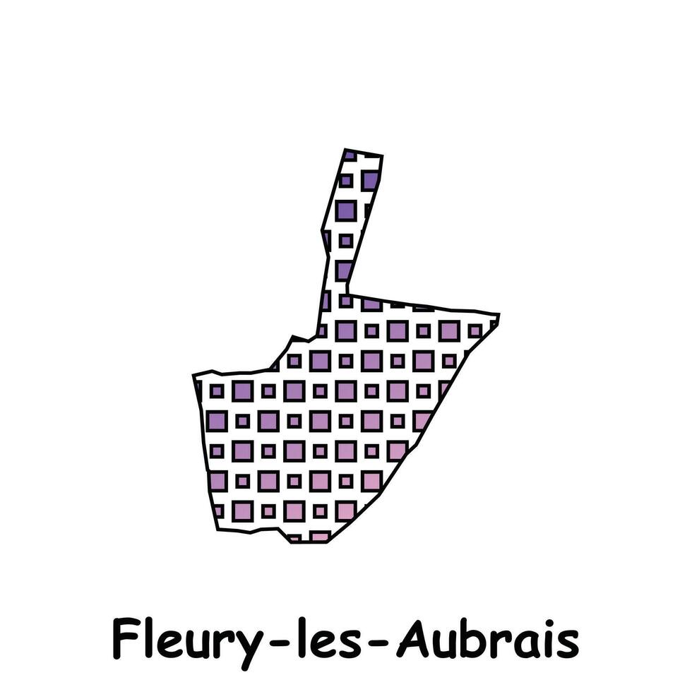 carte ville de fleuri les aubrais, géométrique logo avec numérique technologie, illustration conception modèle vecteur