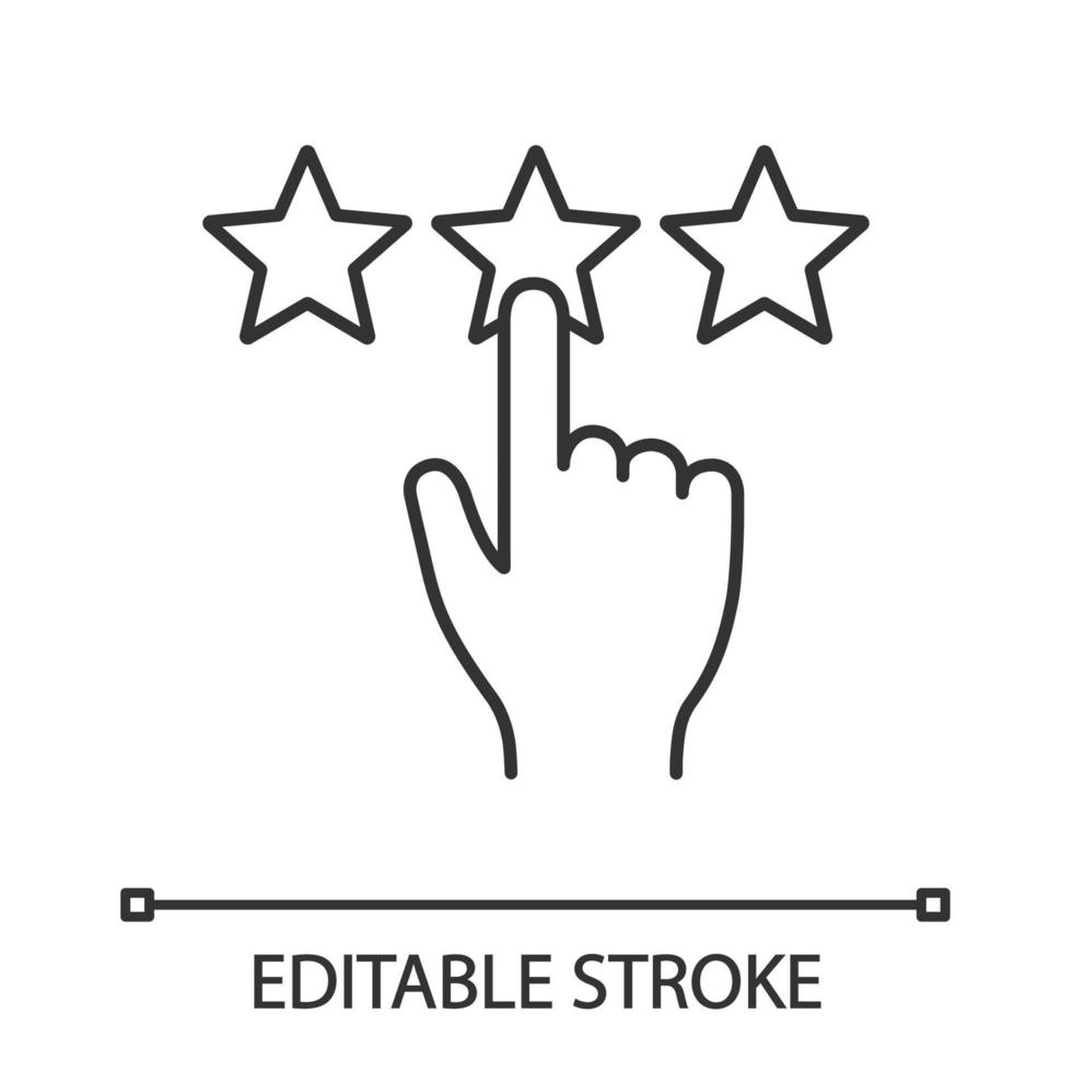 commentaires des clients et icône linéaire de notation. classement. illustration de la ligne mince. avis client. clic sur l'échelle de notation. symbole de contour. dessin de contour isolé de vecteur. trait modifiable vecteur