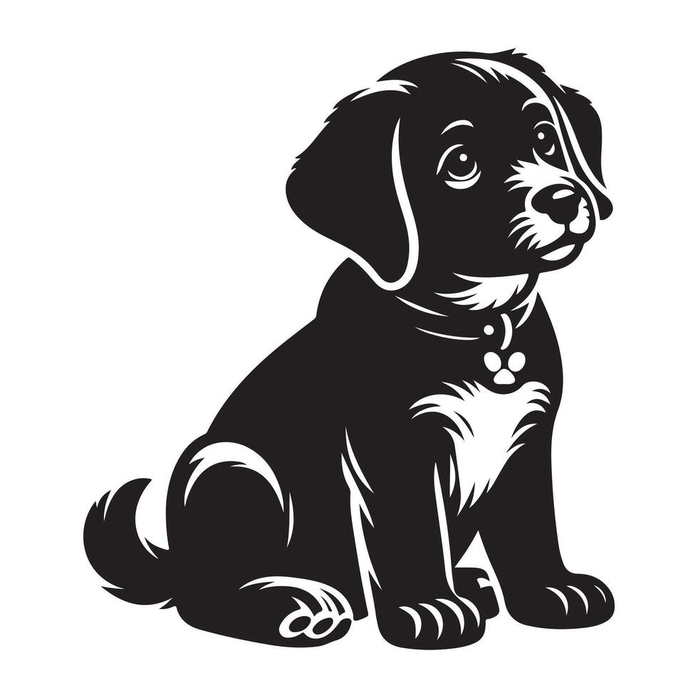 une mignonne charlie chien, noir Couleur silhouette vecteur