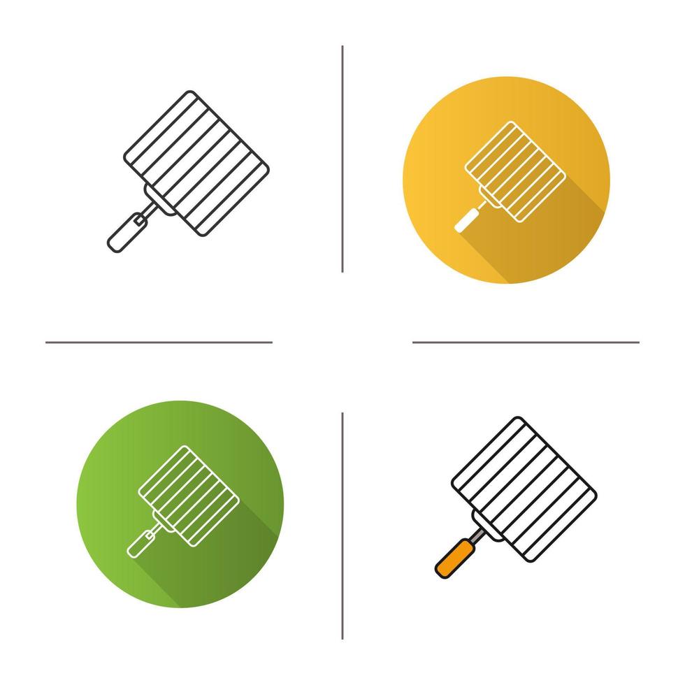 icône de gril à la main. design plat, styles linéaires et de couleur. grille de barbecue. panier à griller. illustrations vectorielles isolées vecteur
